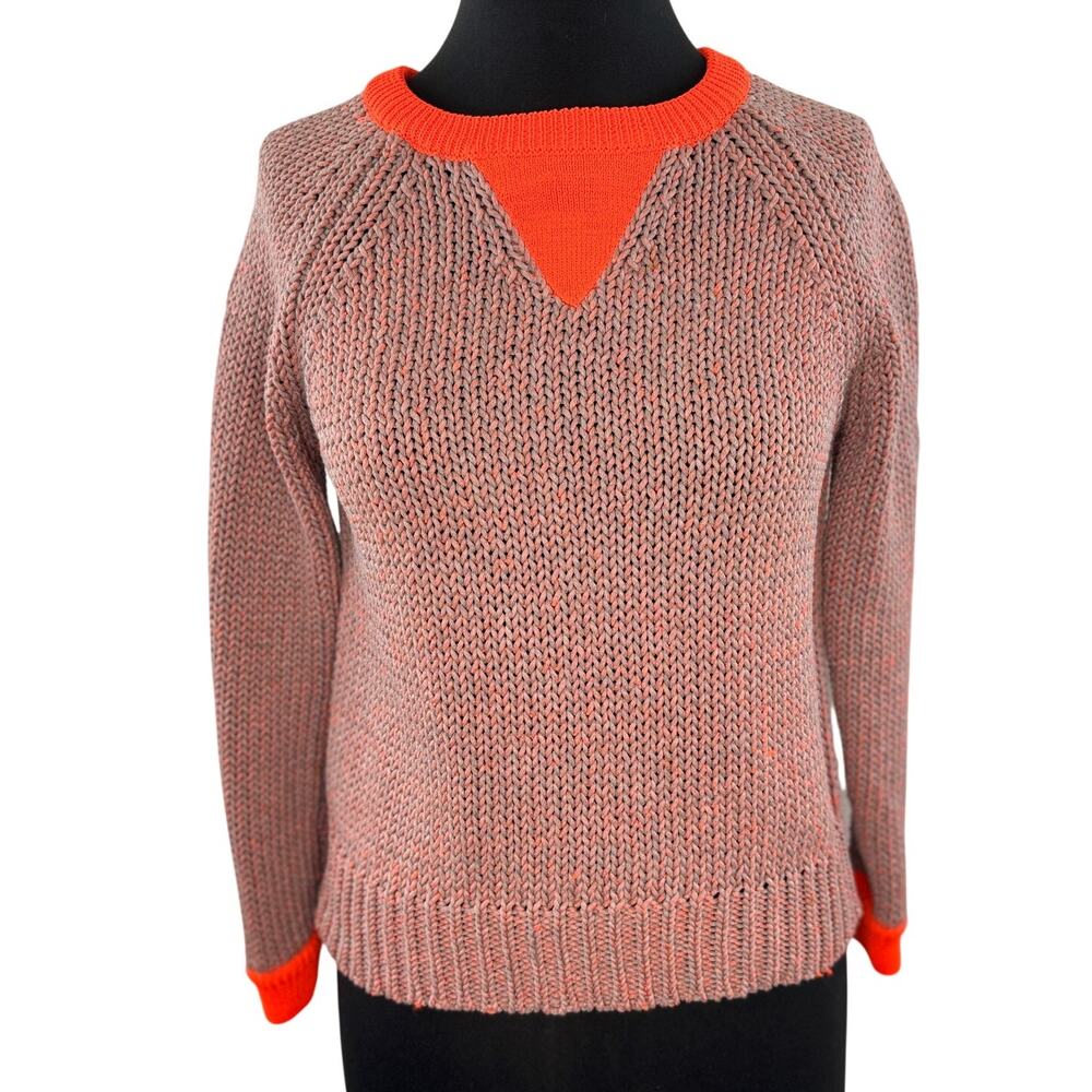 Marc By Marc Jacobs Bright Coral Sweater Chunky Knit Crew Raglan Sleeve Small S
